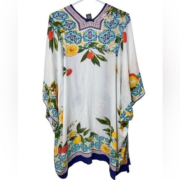 Vince Camuto lemon tile printed topper, coverup, One Size, Beach Pool Resort - Picture 10 of 14